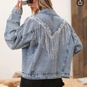 Sequin Fringe Denim Jacket